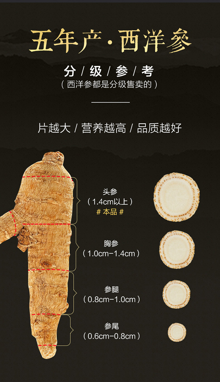 西洋参切片非500g非特级整枝长白山花旗人参含片年货礼盒包装高档