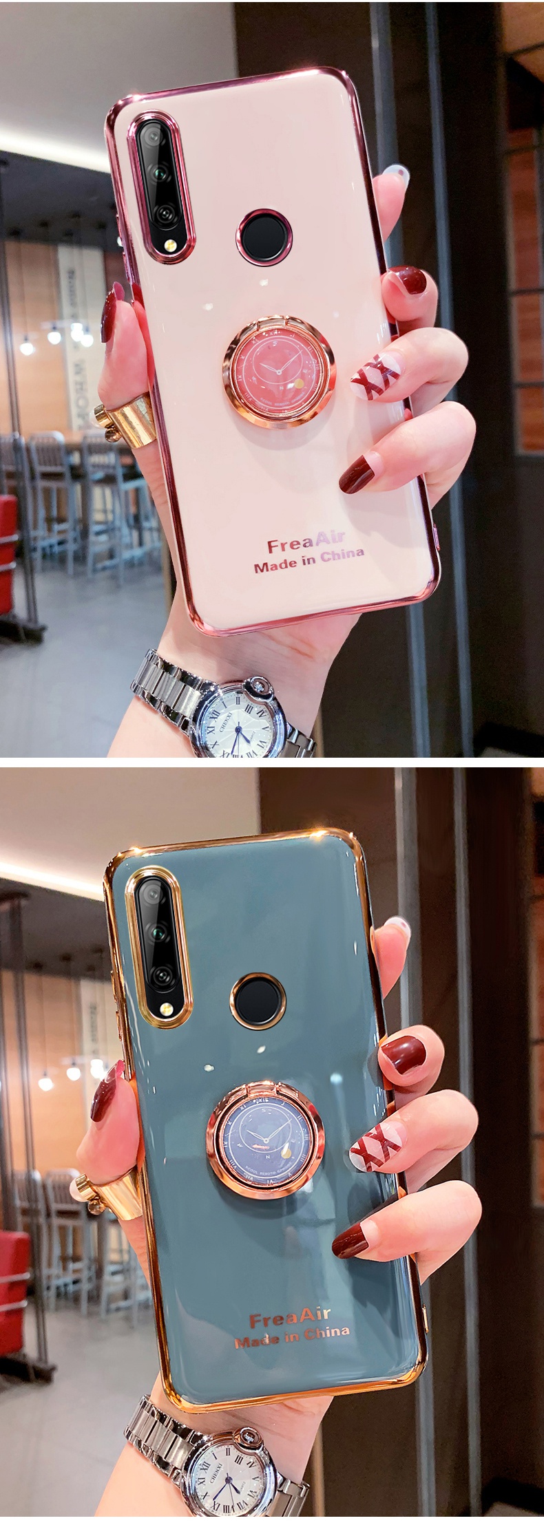 荣耀20i手机壳honor20i保护套包镜头保护电镀软壳潮女款创意时钟指环