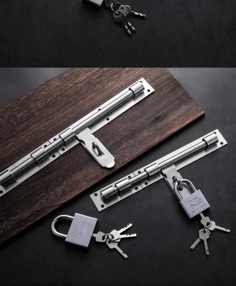 固定明装插锁加大号锁头锁扣双开厚木农村大门门栓老式木门插销 敬平