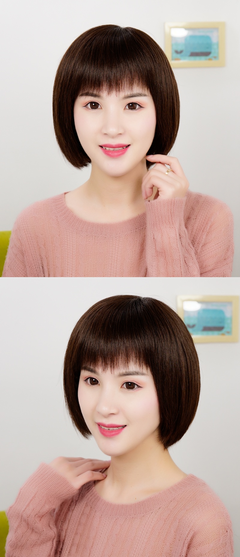 假发女短发真发头套全真自然中年妈妈真头发bobo头假发套逼真透气 你