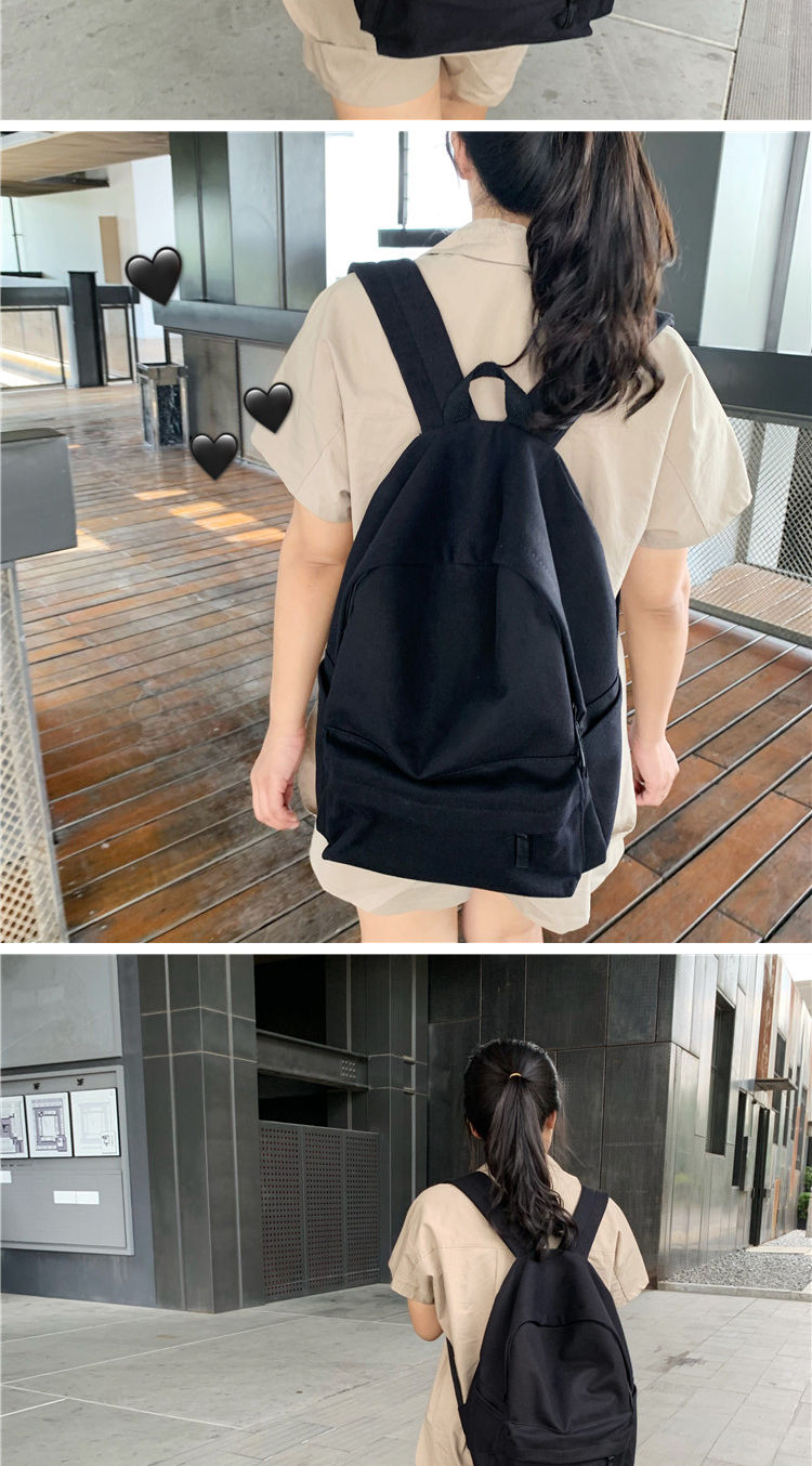 日系纯色简约ins泫雅风书包女学生韩版初高中大学生帆布双肩背包