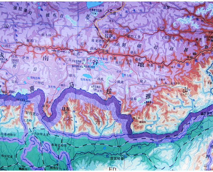 圖地圖地勢地貌約15x11米貼圖採用等高線分層設色全面突出地形三階梯