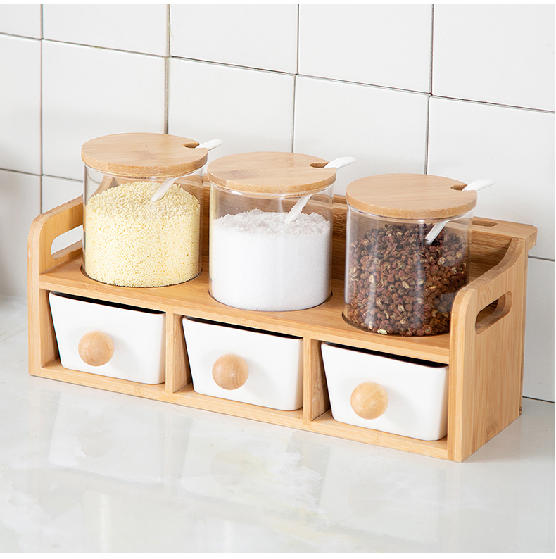 调料盒厨房置物架家用调料瓶套装调料收纳盒盐罐调味罐套装组合装三维