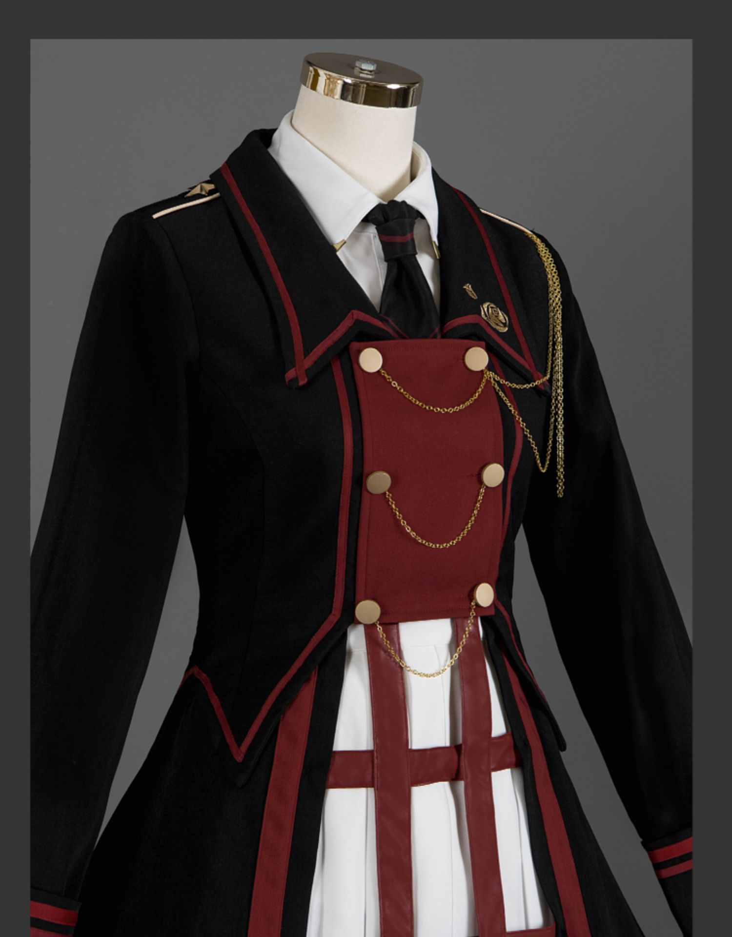 lolita裙优雅 荆棘玫瑰op 军lo酷飒轻lo洛丽塔鸟笼燕尾 红黑裙子定金