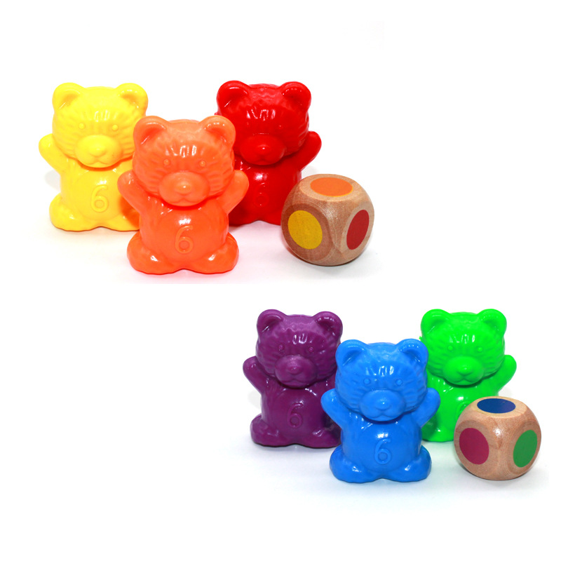 彩虹砝码小熊教具手脑协调幼儿园计数游戏宝宝早教3g六色120粒小熊