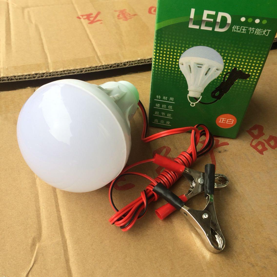 led12v球泡灯带3米线夹子停电应急夜市电瓶蓄电池灯泡超亮节能灯如图