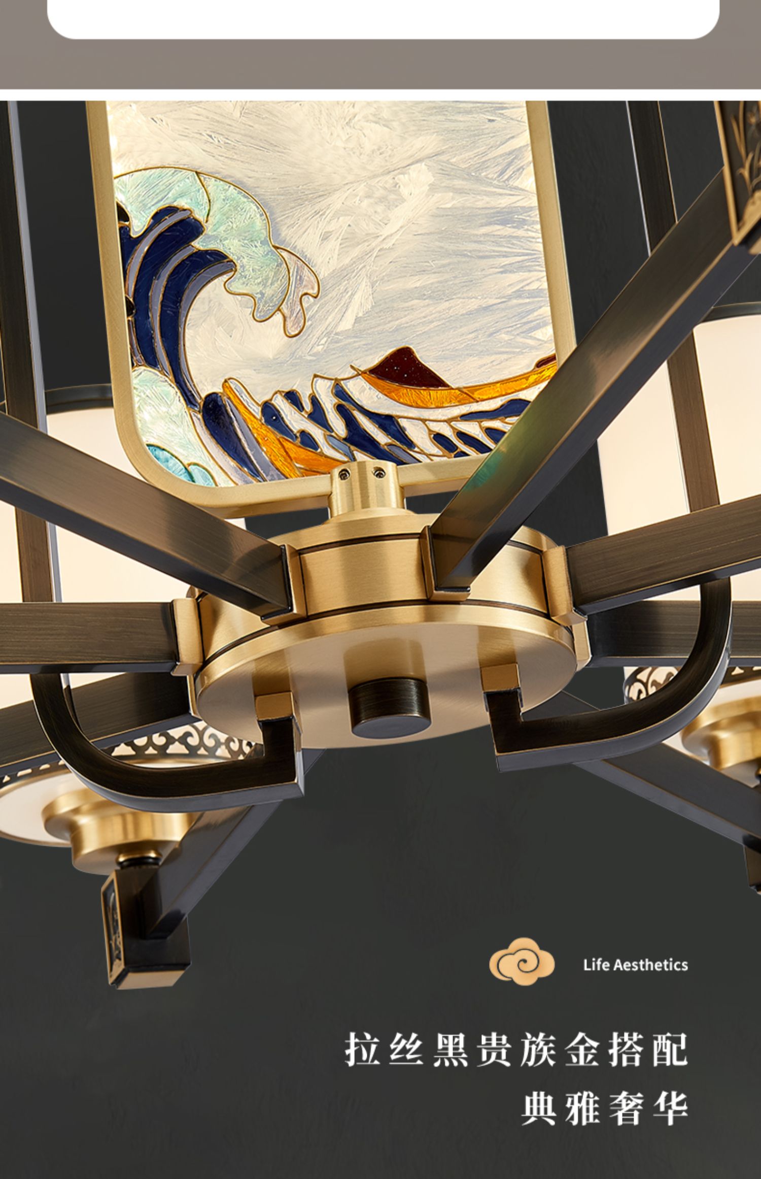 西顿照明全铜新中式吊灯轻奢客厅灯餐厅吊灯全铜别墅中国风珐琅彩9207