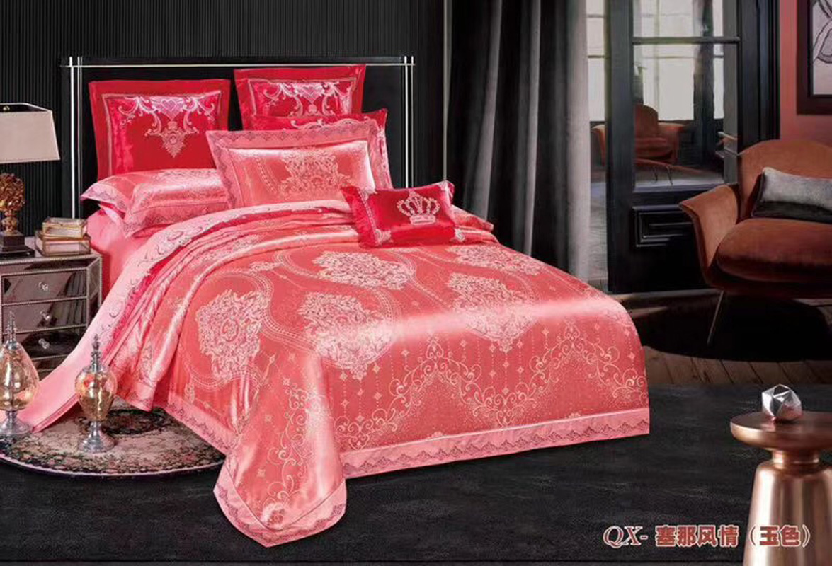 多色富贵兰家纺提花床盖四件套被套加棉双人床套件18米床品
