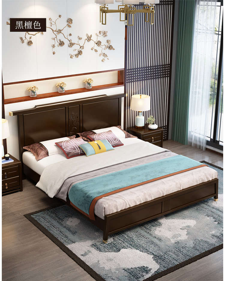 梵宜床实木床单双人床新中式床18米高箱储物床婚床卧室精品家具