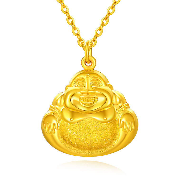 老庙黄金吊坠足金999钉砂空心弥勒佛金吊坠 计价 精选