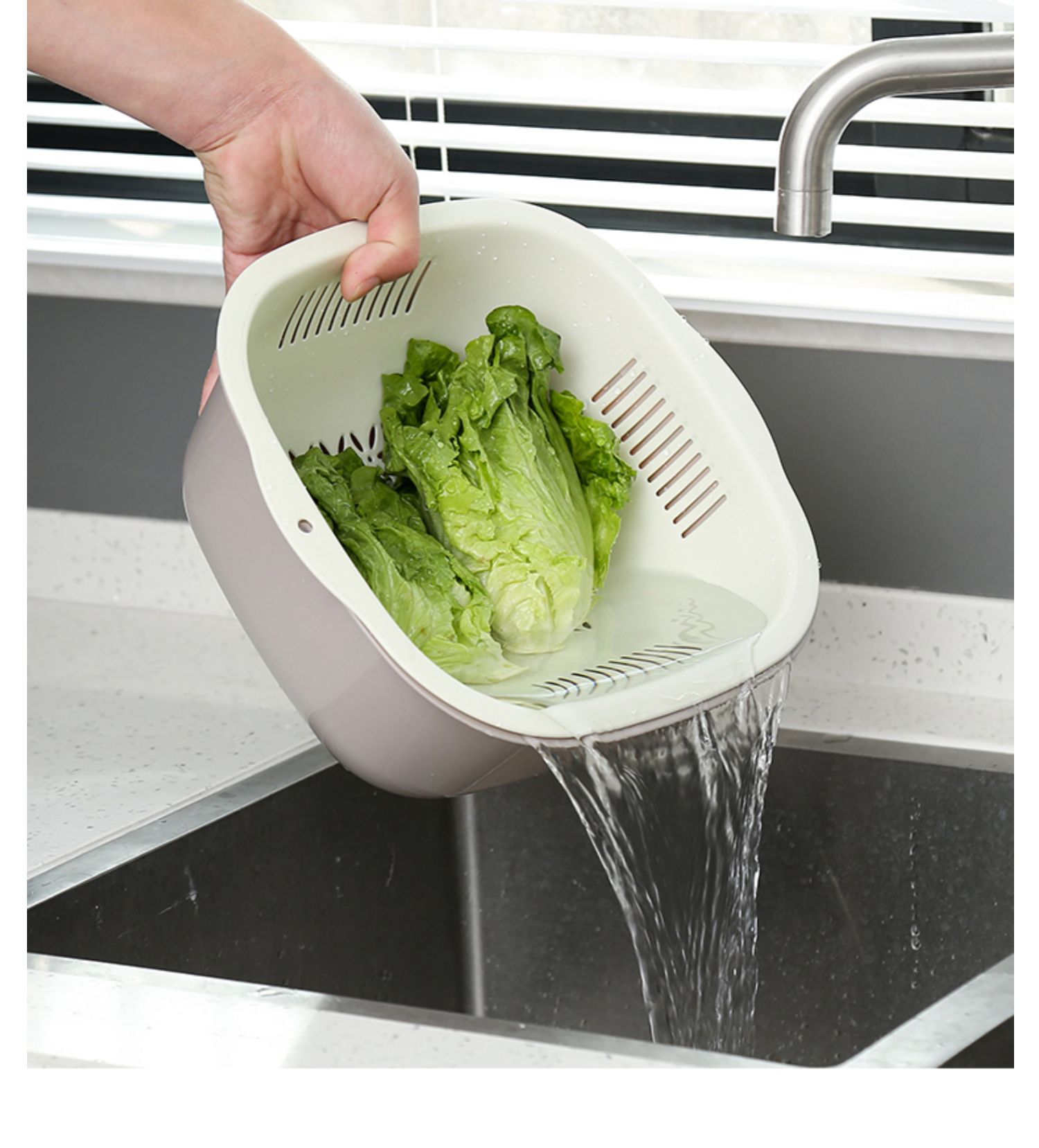 双层洗菜盆沥水篮菜篮子家用厨房网红洗果蔬筐淘米洗水果盆 敬平洗