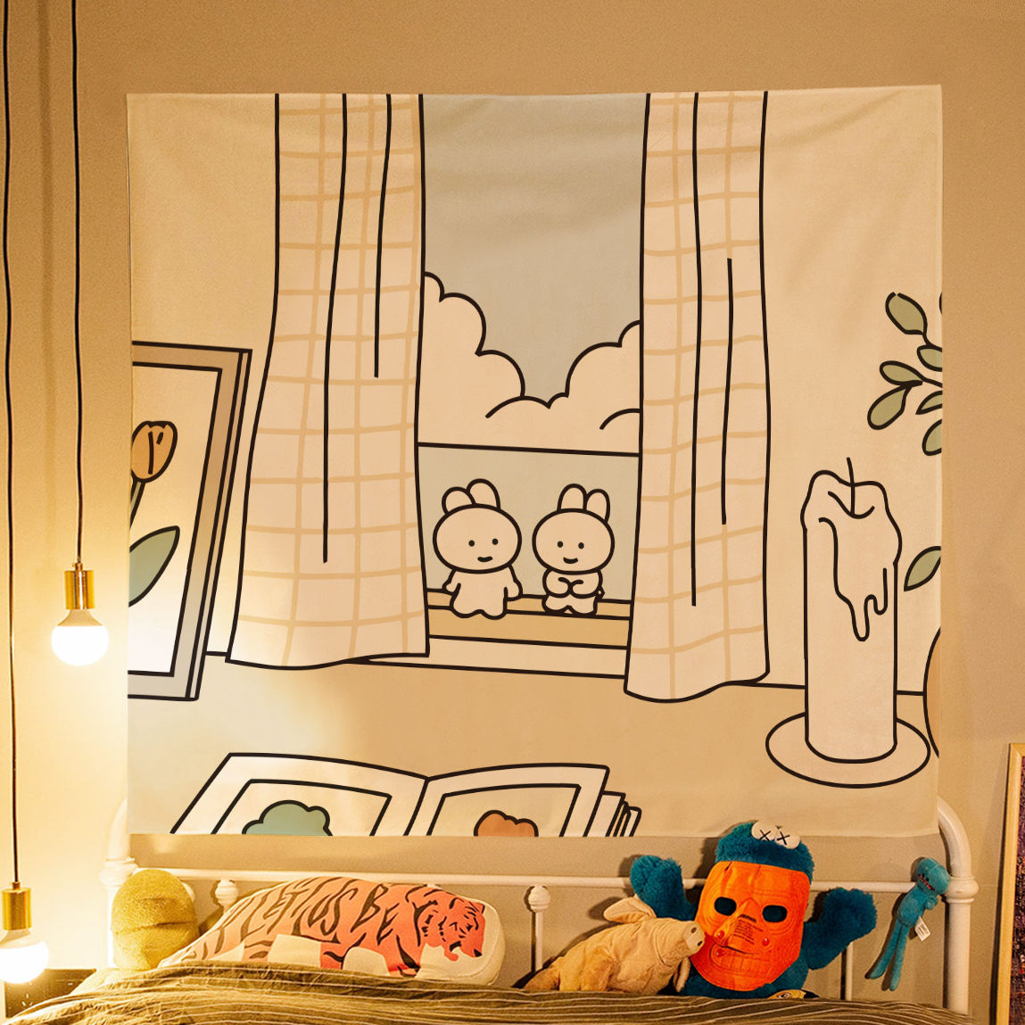 可爱ins风挂布宿舍网红背景布房间挂毯卧室床头布置墙面装饰墙布 甜睡