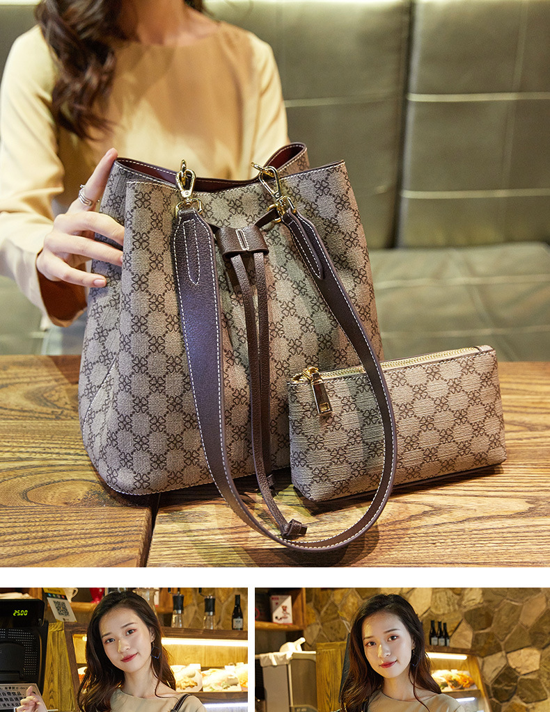 itsk女包2020新款百搭大容量韩版时尚斜挎包洋气单肩手提抽绳水桶包