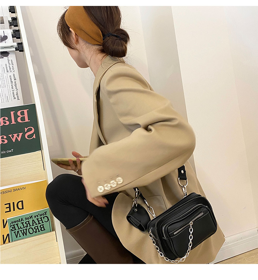 驰宇(chiyu)女士斜挎包1 chiyu日系黑色小众机能酷链条包斜挎单肩胸包