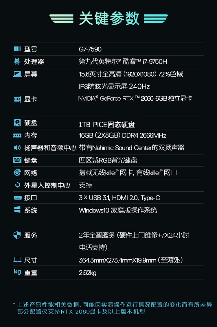 戴尔dell游匣g775902863b156英寸轻薄游戏本笔记本电脑i79750h16gb1tb