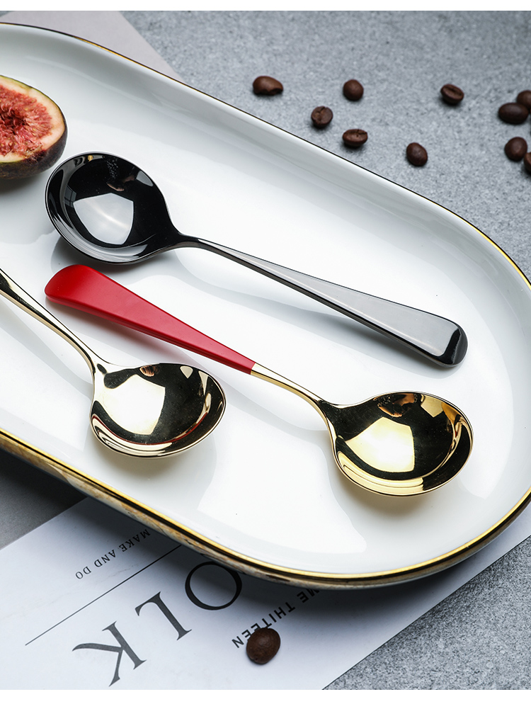 不锈钢咖啡勺韩式圆头甜品奶茶小勺小调羹咖啡匙搅拌勺子