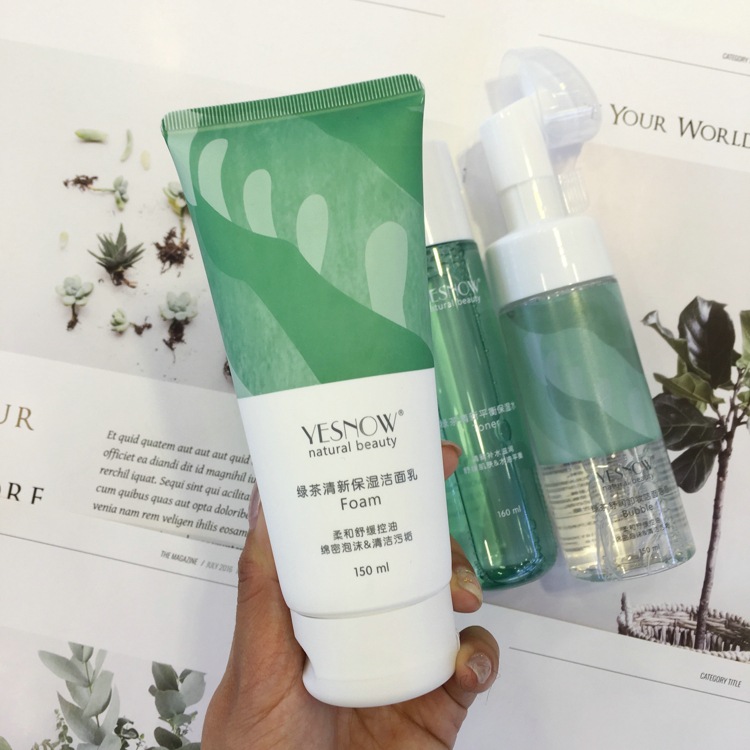 盈雪绿茶洗面奶舒缓控油祛痘痘印保湿卸妆洁面泡泡清洁毛孔肌