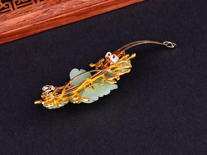 韩版时尚发卡顶夹女琉璃花成人头饰夹子马尾弹簧夹古风发夹新款淡绿色