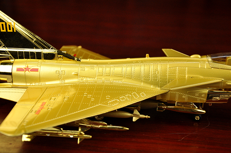 歼十战斗机模型合金j10 歼10飞机模型金色 1:48合金军事礼品