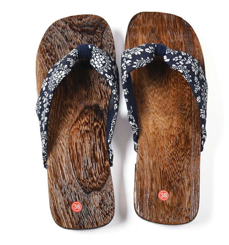 特价日式木屐日本烧桐木平跟凉拖鞋人字拖鞋女士木屐拖鞋深灰色均码