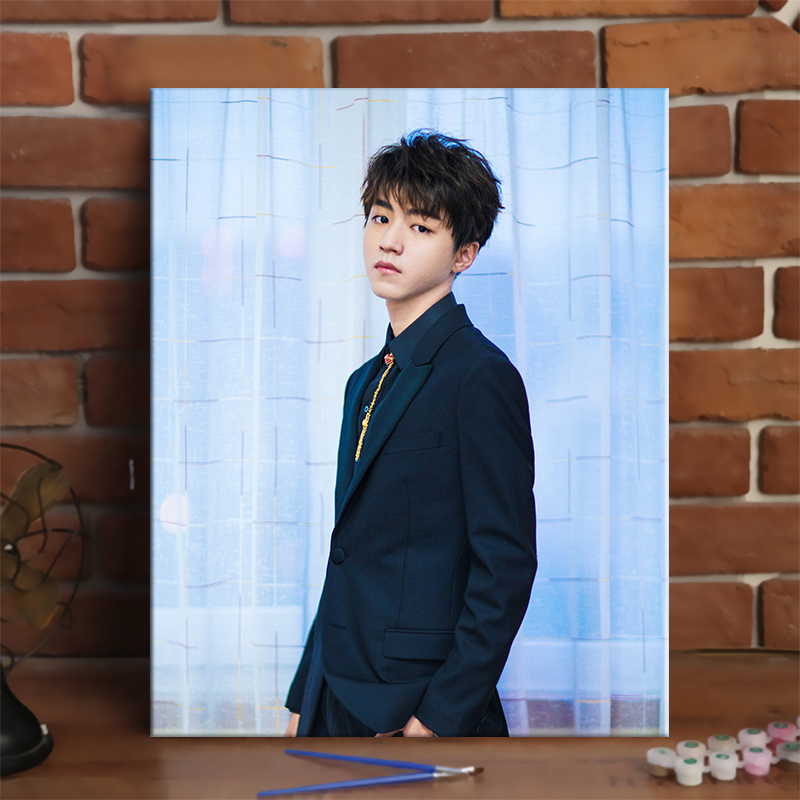 艾姿莉(aizili) 压油画王俊凯数字填色油彩画卧室手绘装饰画