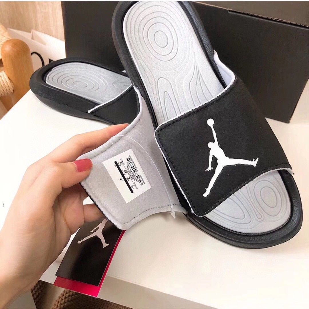 aj乔6飞人情侣拖鞋男夏季户外魔术贴一字拖潮牌乔六奥利奥凉拖鞋白灰