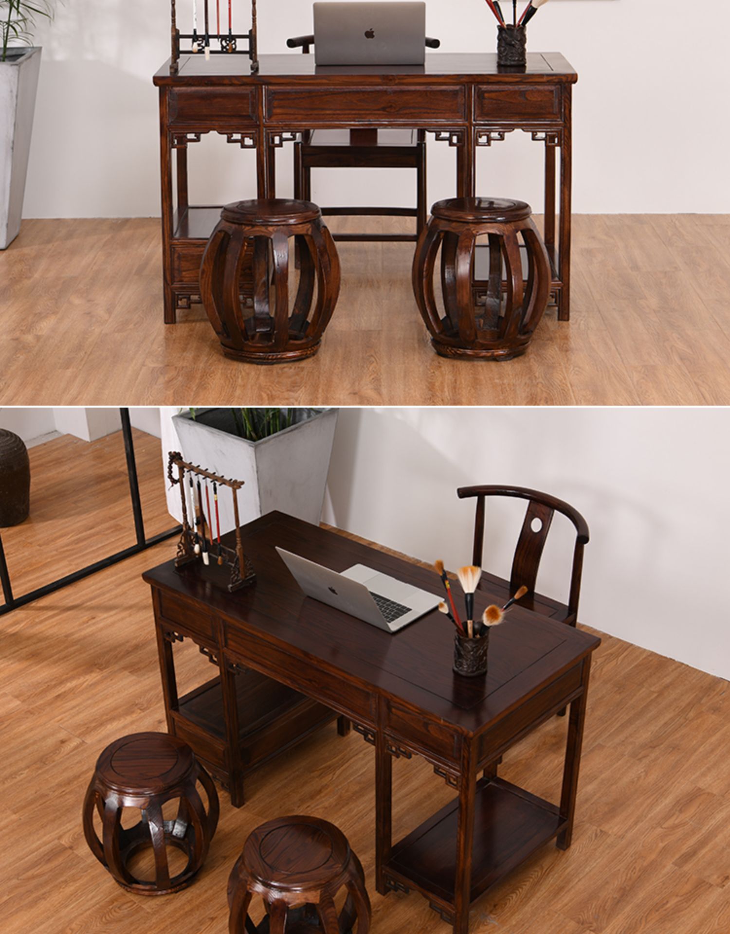 厂家直销中医馆诊桌实木办公桌电脑桌写字台中式榆木书桌仿古典花书画