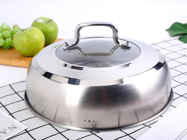 不锈钢盖子蒸锅专用锅盖凹口锅专用盖子加高加厚36蒸盖盖外径372cm