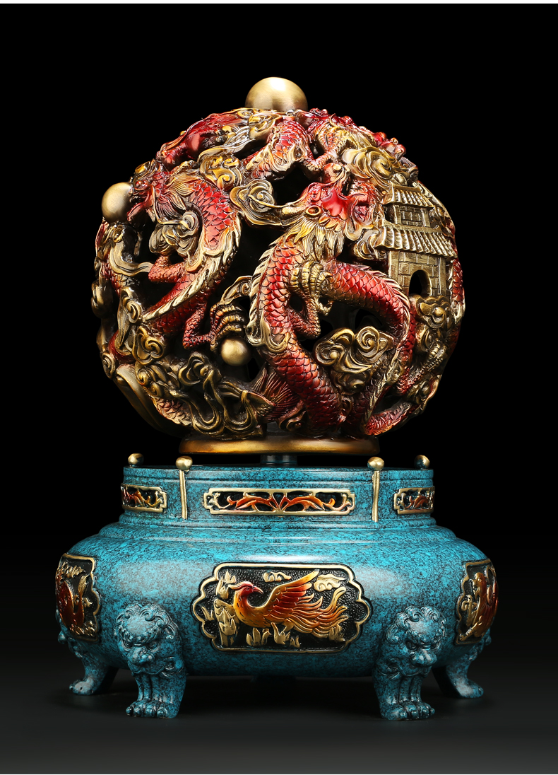 慕洛奇九转乾坤青龙全铜摆件装饰工艺品店铺开业创意礼品招财客厅书房