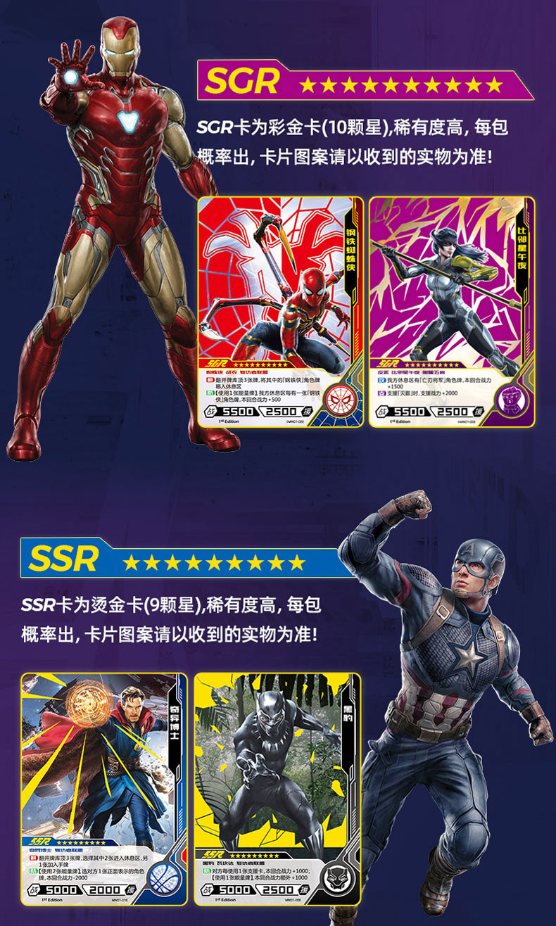 超级新品 正版漫威卡片复仇者联盟4卡牌周边玩具全套钢铁侠雷神收藏卡
