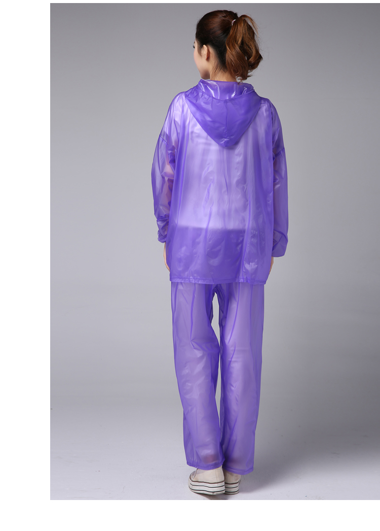 2019时尚透明套装雨衣雨裤分体塑料韩版雨披男女水户外骑行白色适合