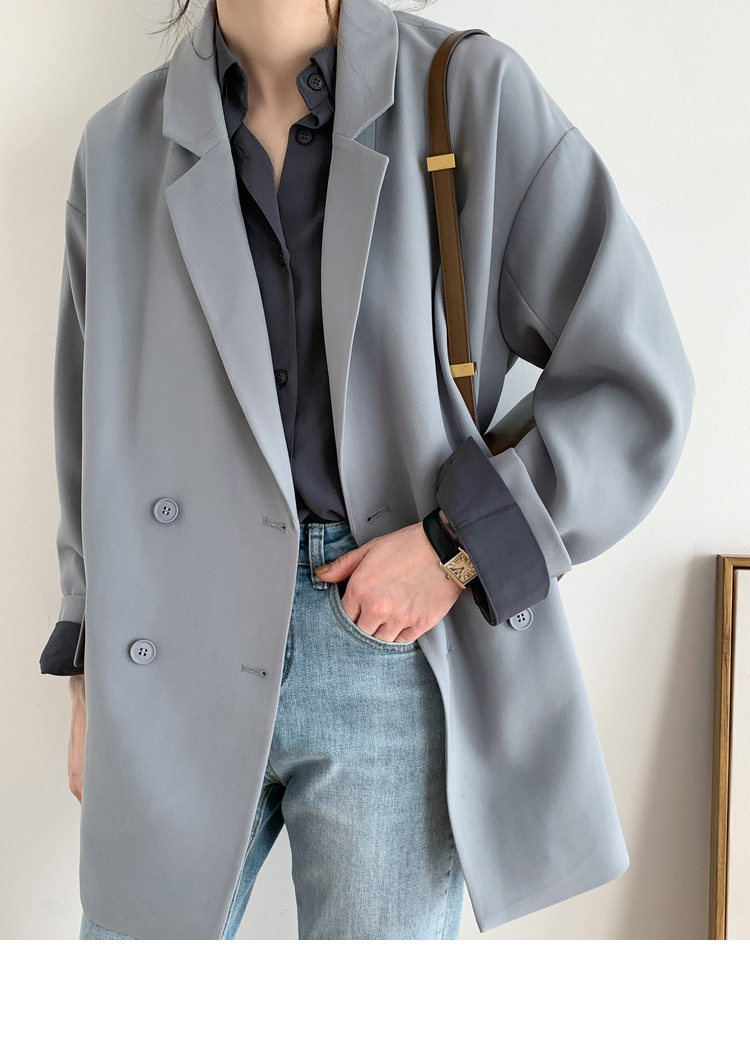 小夜曲气质西装外套女小个子灰蓝色西服休闲黑色上衣2020春暖青汇