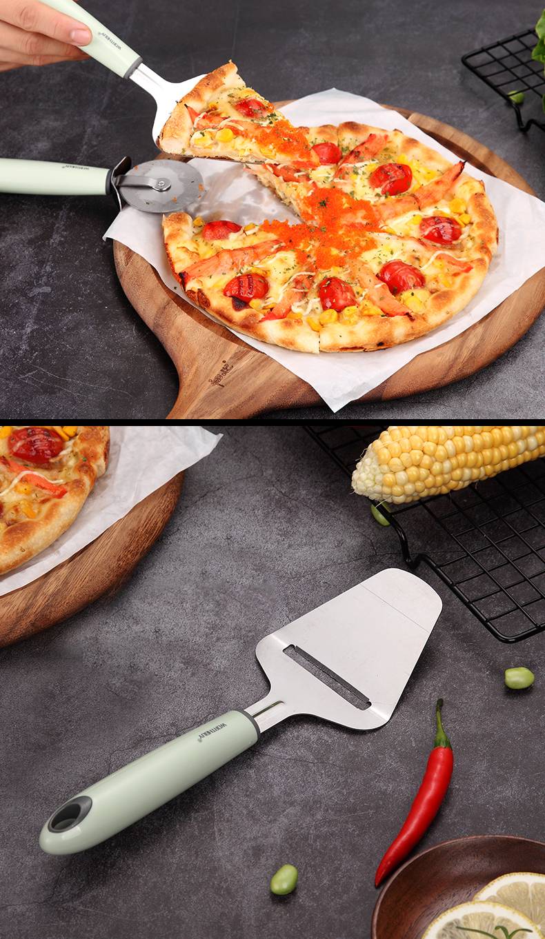 不锈钢披萨刀滚刀切披萨工具专用刀烘焙批萨刀家用切比萨滚轮刀