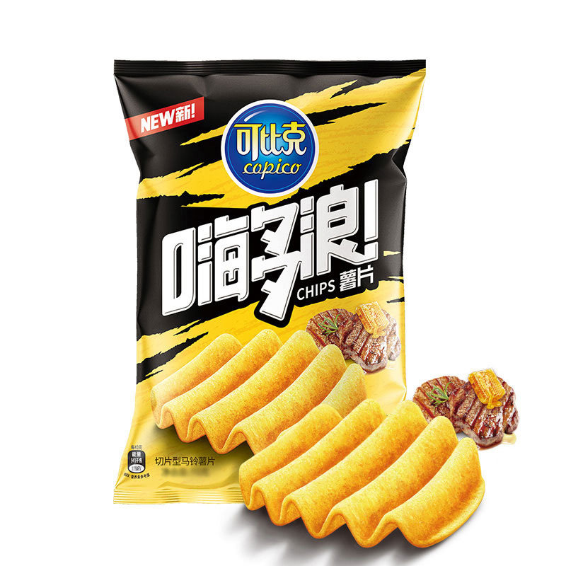 可比克嗨多浪40g波浪薯条办公室休闲儿童零食薯片多口味10包藤椒石锅
