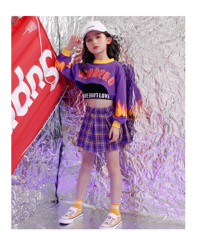 乌鹿六一儿童节女童爵士舞服装女孩露肚脐表演衣服女生街舞演出服套装