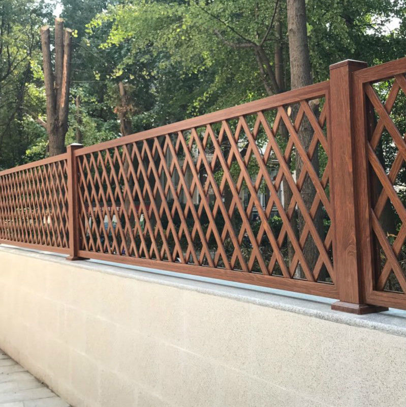 铝合金护栏庭院铁艺铝艺仿古复古锌钢网格仿木纹别墅围栏杆栅围墙