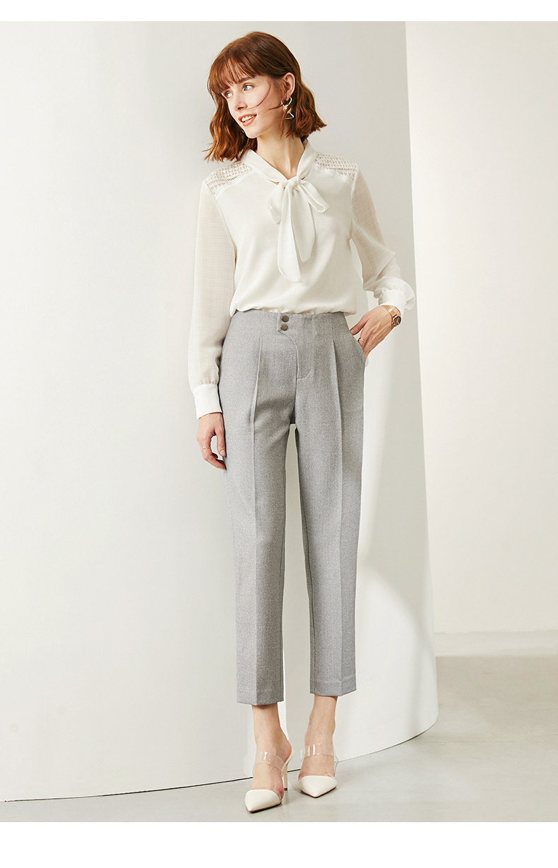 osa欧莎灰色休闲裤女显瘦百搭锥形西裤2020新款春季九分裤子