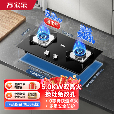 [双高火]万家乐[C2R1]燃气灶立式全进风灶具 5.0kw大火力台嵌两用换新 液化气