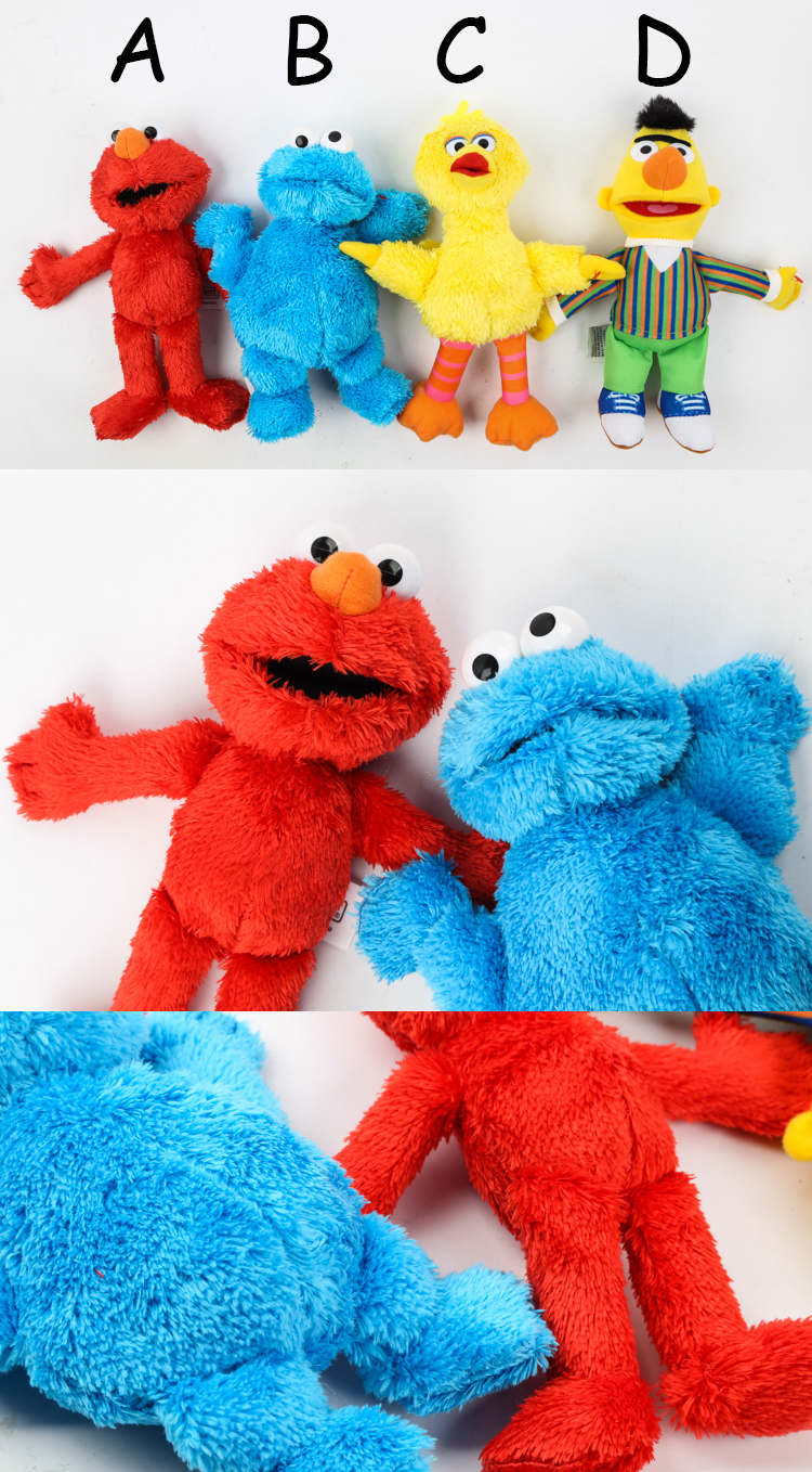 卡通sesame street芝麻街毛绒公仔elmo艾摩玩偶情侣娃娃玩具 b蓝色