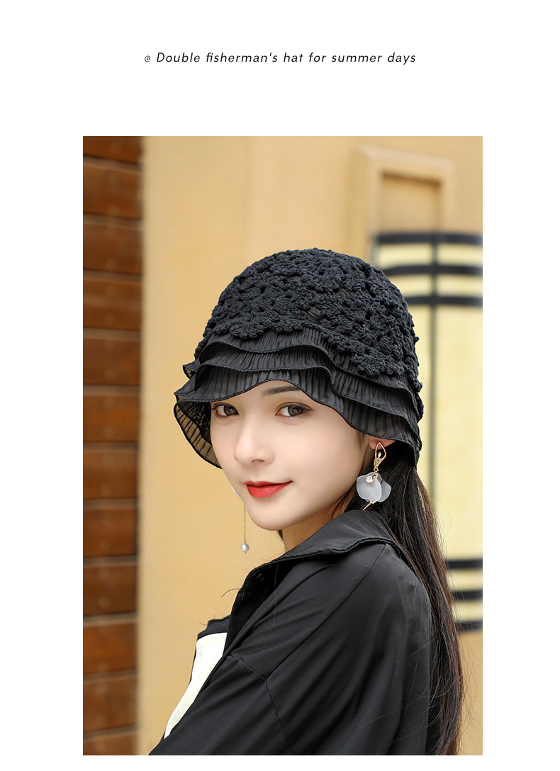 帽子女春秋镂空手工钩花洋气薄款针织帽编织毛线帽蕾丝百搭包头帽