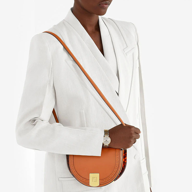 预售芬迪fendimoonlight马鞍包ff金属吸扣光面皮女士单肩包8bt346