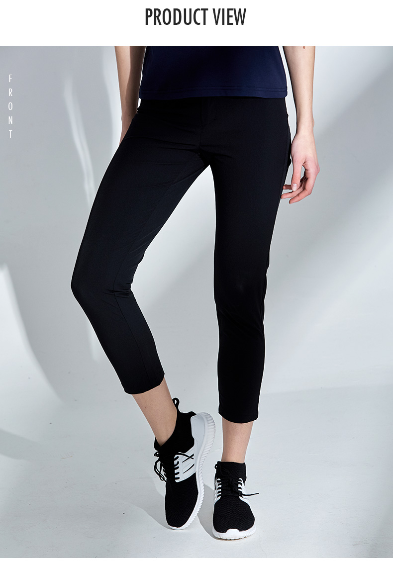 诺诗兰户外运动裤女排汗快干弹力九分休闲裤gq082b04暗影黑色170