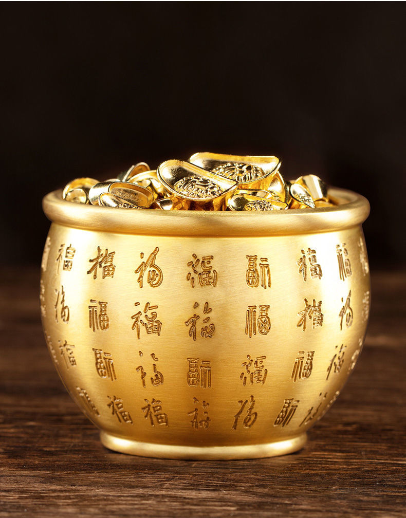 中式铜缸摆件雕刻铜缸铜聚宝盆年年有余缸如意缸鱼缸财缸只有这个是小