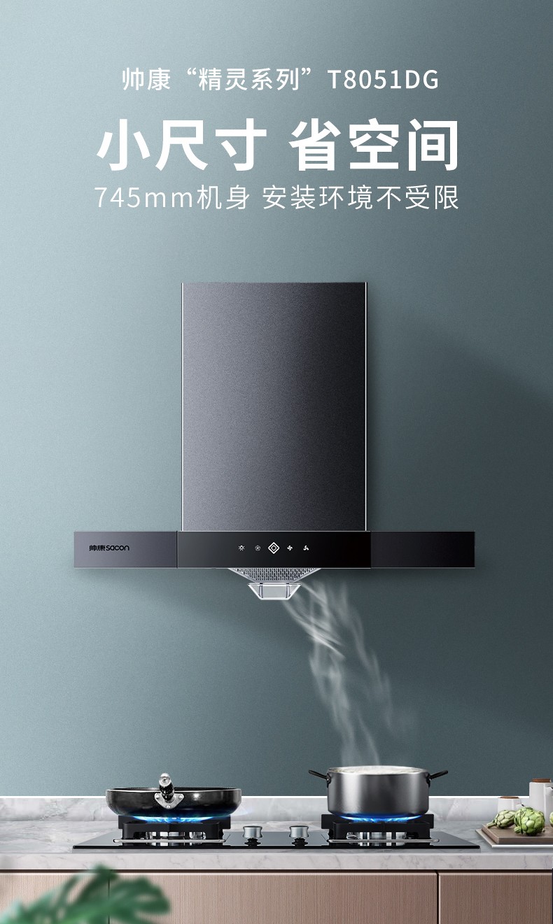 帅康sacon抽吸脱排中式油烟机大吸力小尺寸抽油烟机cxw200md01t8051dg