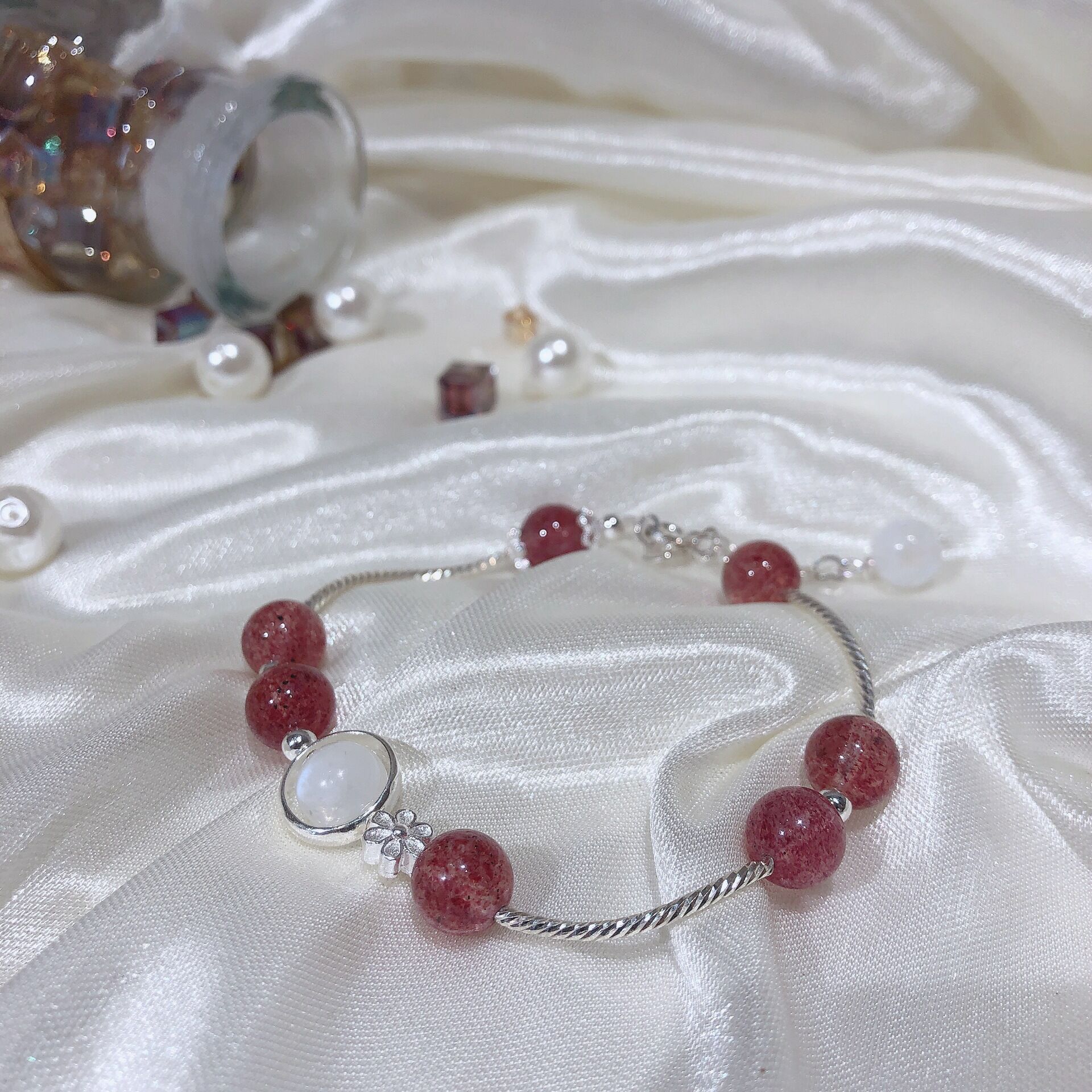 少女心ins超仙lolita纯银莓晶水晶手链女moon手镯网红森系 jimi