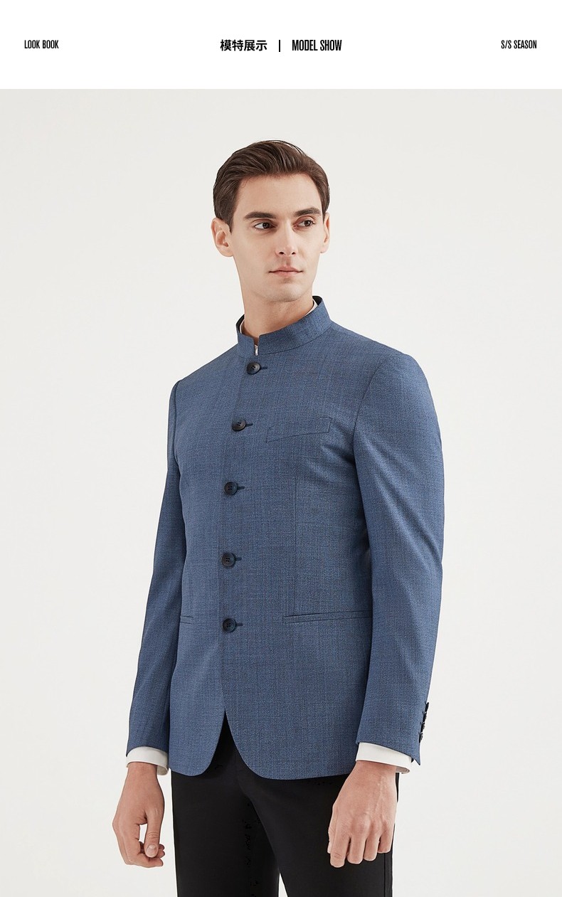 男装西服21春季时尚中国风修身青年羊毛混纺单西外套【价格 图片 品牌
