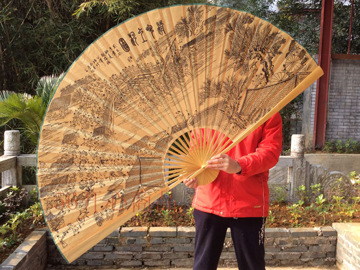 hkfx 多规格超大挂扇 装饰扇 工艺扇 大折扇子 礼品扇 清明上河图商品