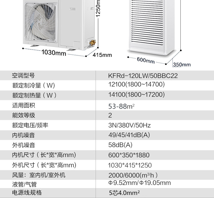 海尔(haier)中央空调kfrd-120lw50bc22 海尔(haier)5匹柜机中央空调