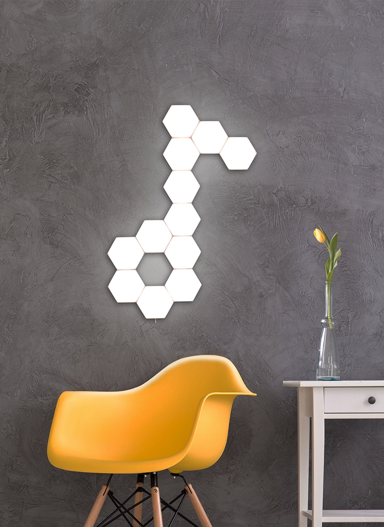 古达网红拼接手触摸即亮模块化墙壁灯六边形黑科技悬磁蜂巢灯感应壁灯