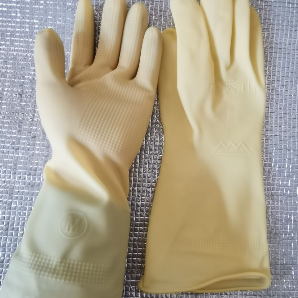 皮手套家务洗碗洗衣服全胶加厚牛筋纯乳胶工业手套家居越秀山l号10双